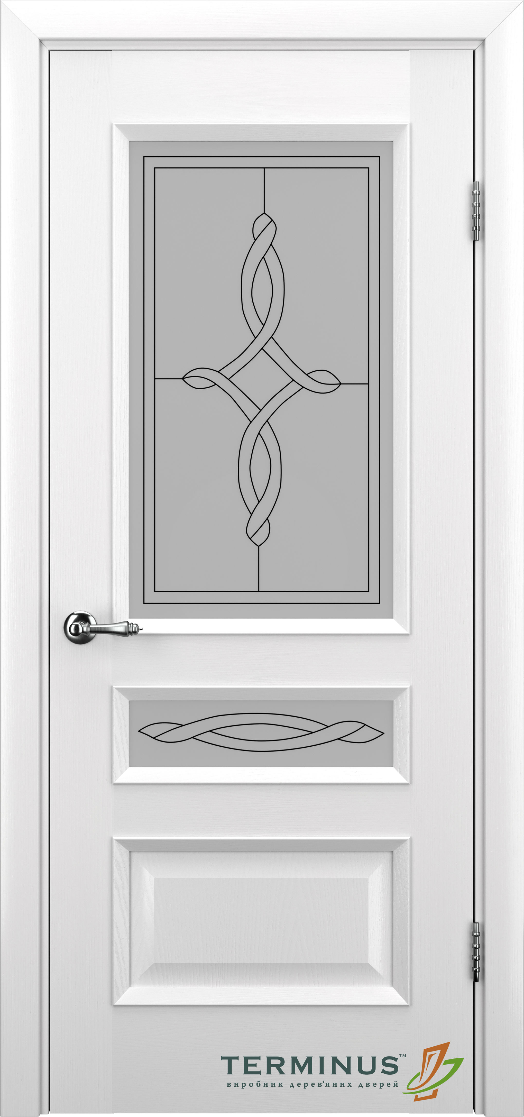 Двері модель 53 Ясен Білий Емаль (засклена)