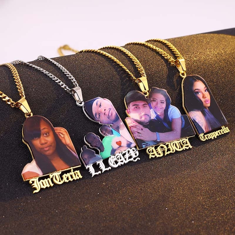 Thumbnail: New Acrylic Memory Portrait Personalized Name Plate Fashion Designer Jewelry