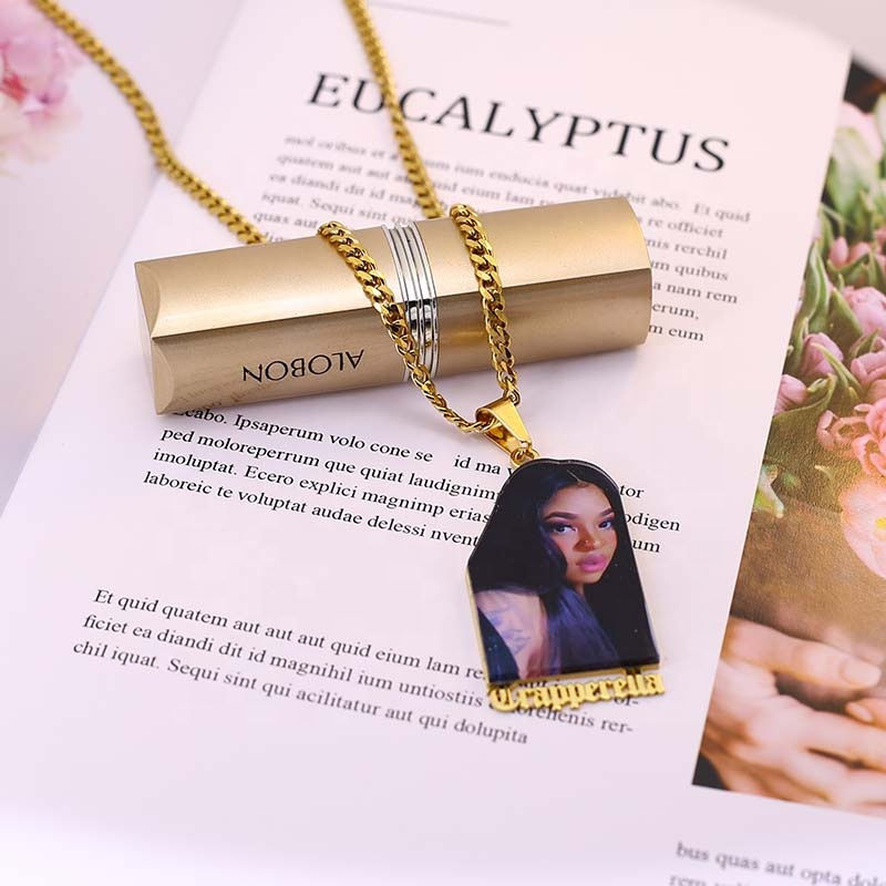 Thumbnail: New Acrylic Memory Portrait Personalized Name Plate Fashion Designer Jewelry
