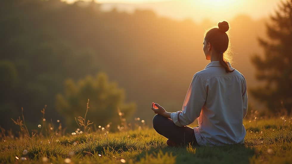 High angle view of a person meditating outdoors