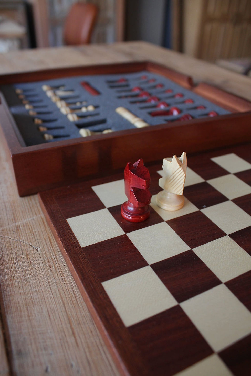 Miniatura: CAJA AJEDREZ/DAMAS SAPELLI