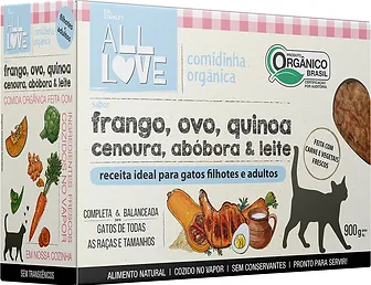 Comidinha Orgânica All Love Frango, Ovo, Quinoa, Cenoura, Abóbora e Leite para Gatos 