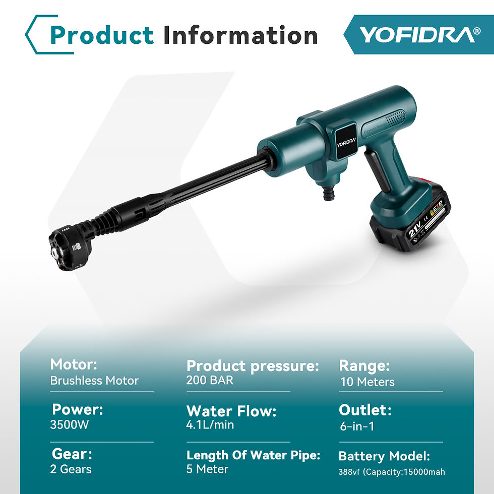 Miniatura: YOFIDRA 200Bar Brushless High Pressure Washer Electric Water Gun With Bucket Car