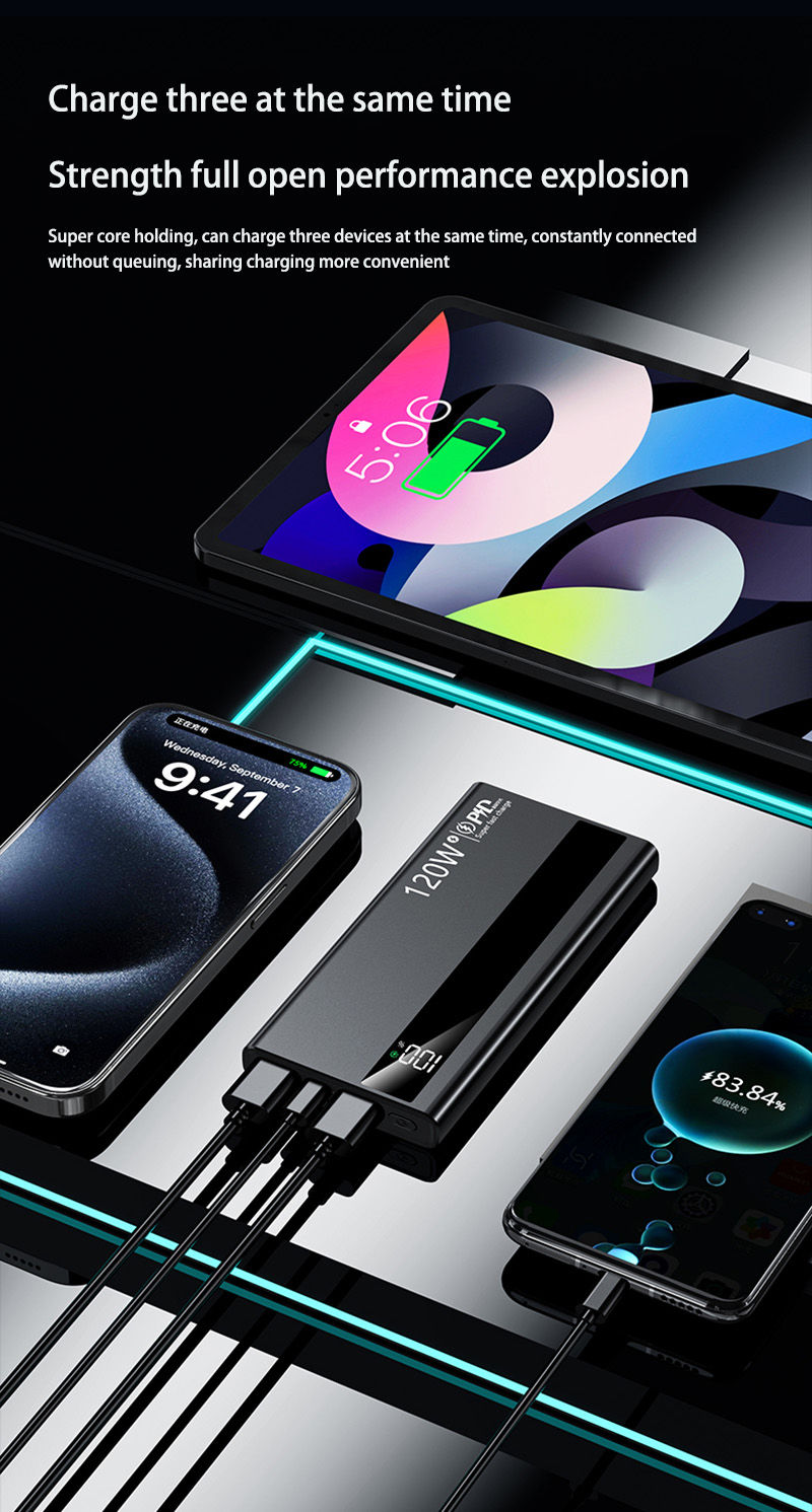 Miniatura: 500000mAh High Capacity PowerBank 120W Super Fast Charging Portable External Bat