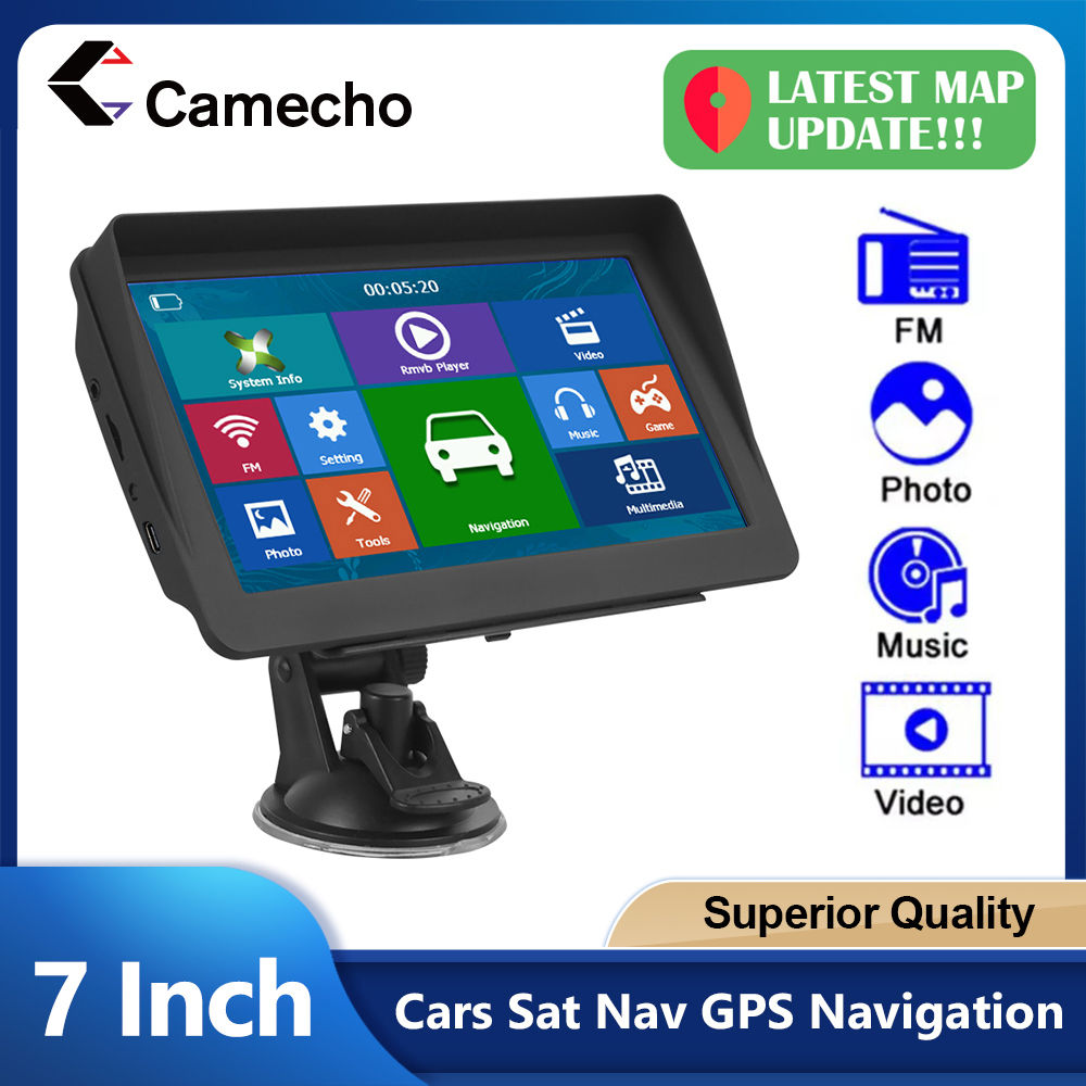 Camecho Car GPS Navigation 7 Inch Touch Screen GPS Navigator Truck Sunshade Sat 
