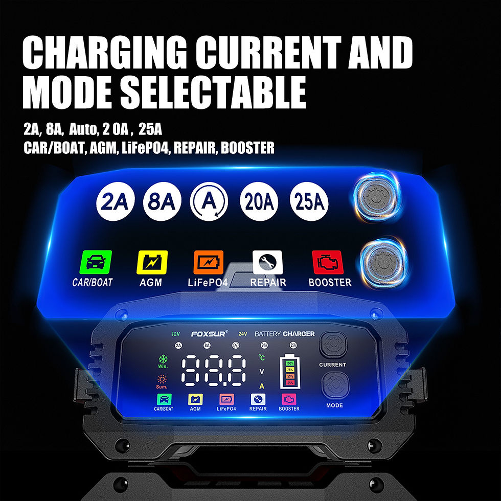 Miniatura: Portable 25A/15A Smart Car Battery Charger for 12V-24V Motorcycle Lead Acid AGM 