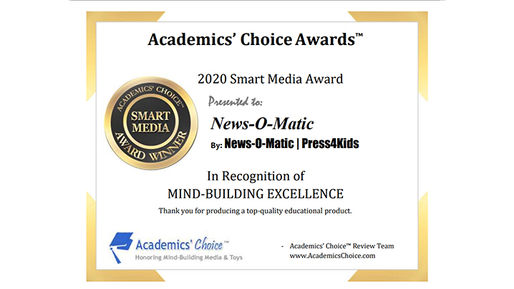 News-O-Matic Honored with Summer 2020 Academics’ Choice Smart Media Award