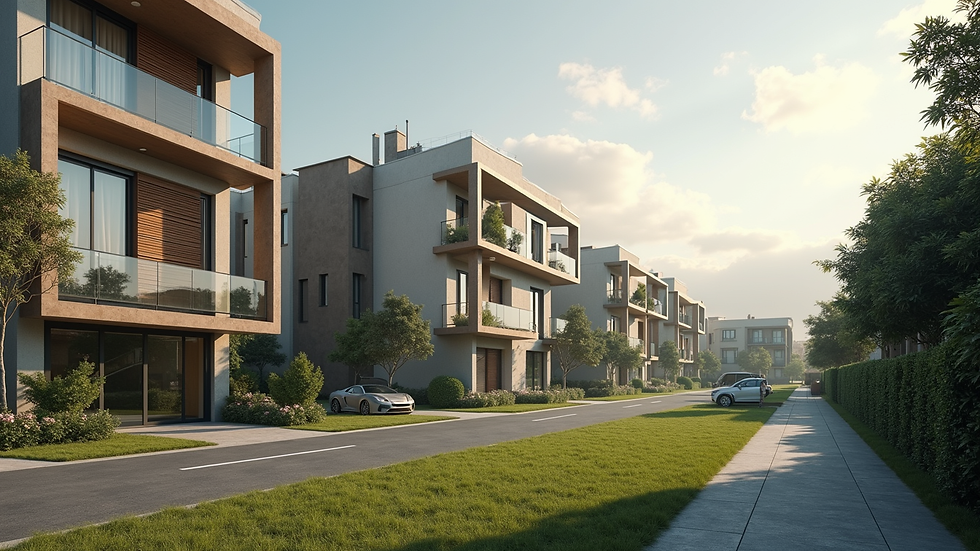 Wide angle view of a modern residential building in Pakistan