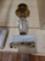 Thumbnail: Vintage Candle Holders Brass, Marble and Glass set of 2