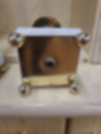 Thumbnail: Vintage Candle Holders Brass, Marble and Glass set of 2