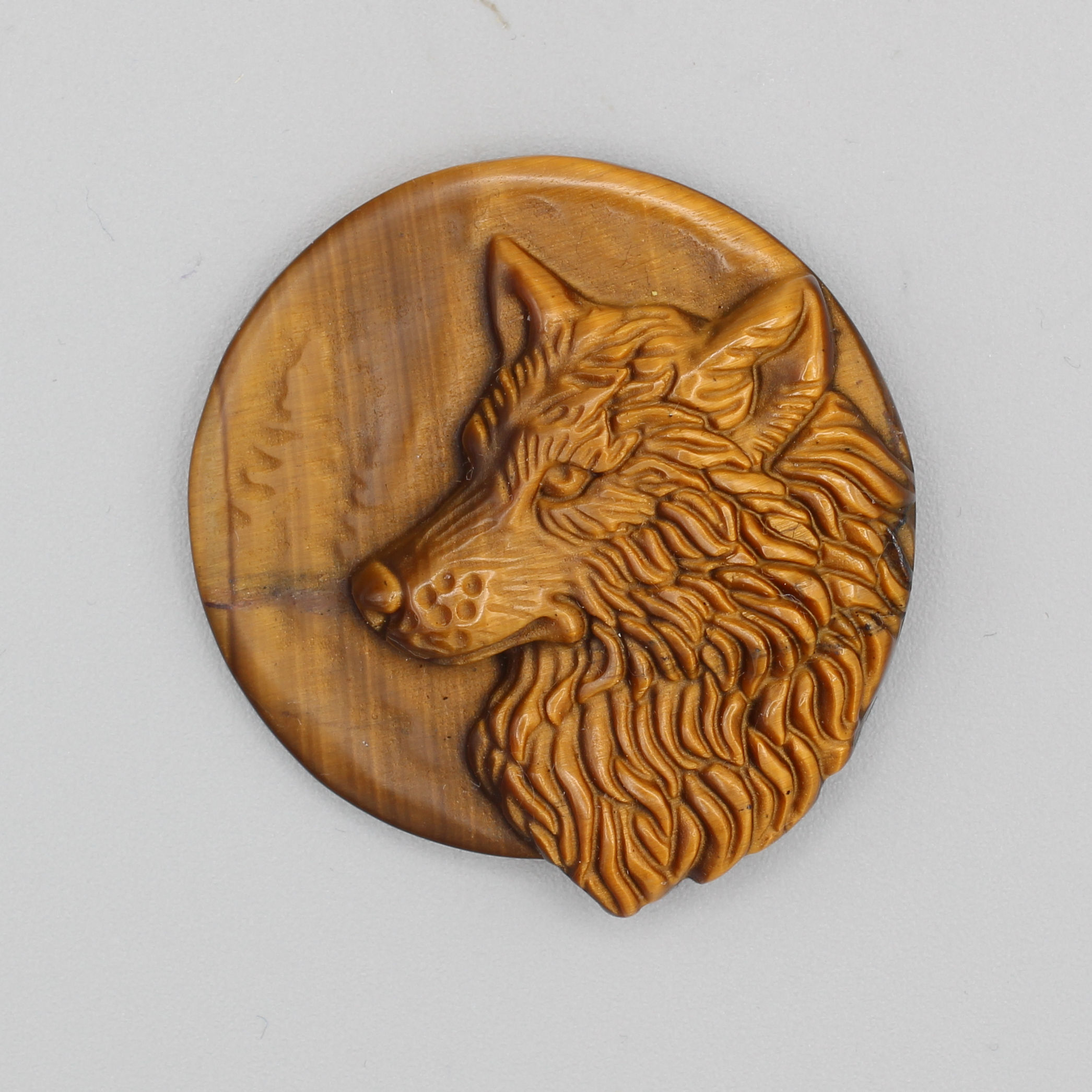 Tiger's Eye Wolf Carving
