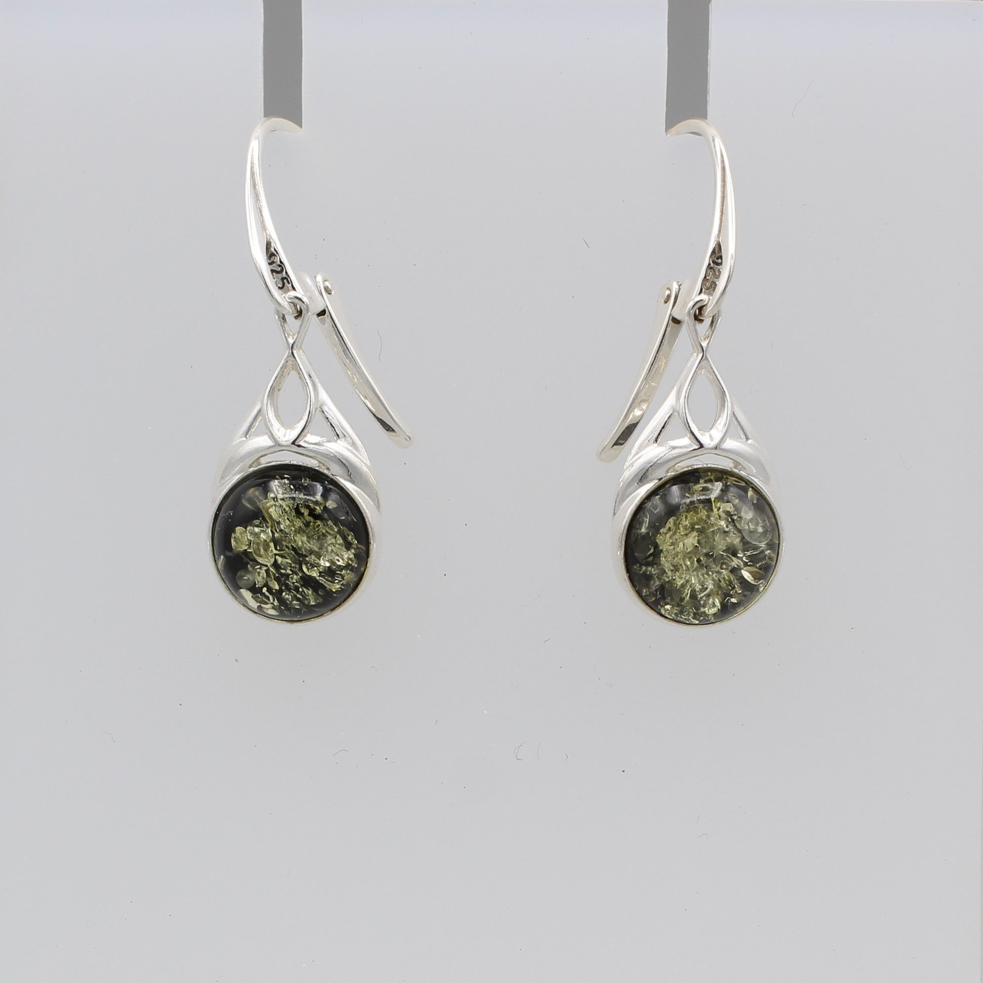 Green Amber Earrings