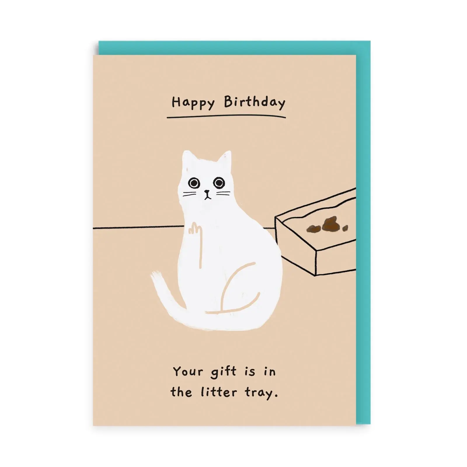 "Gift In The Litter Tray" Birthday Card