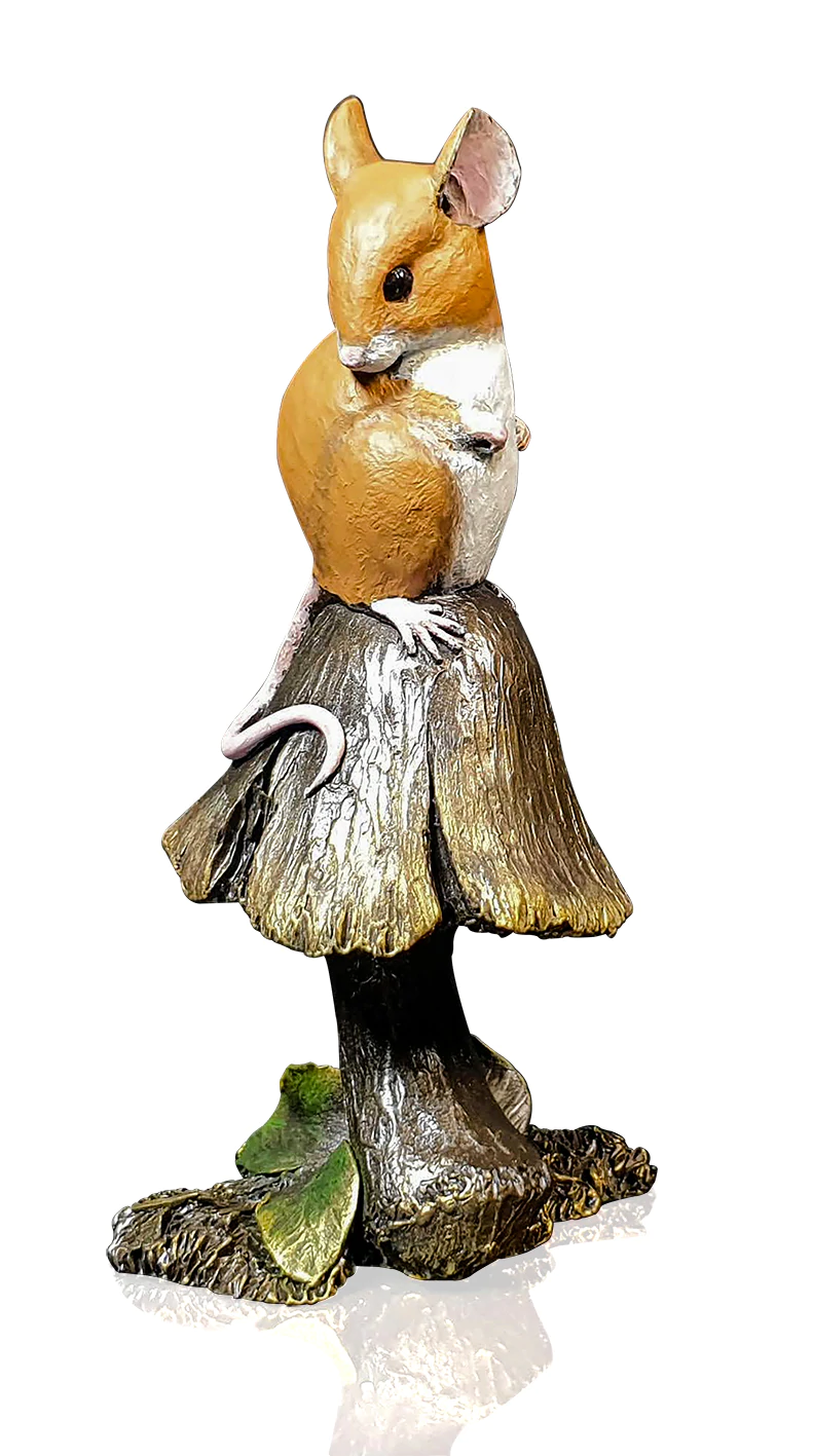 Mouse On Toadstool Bronze Figurine