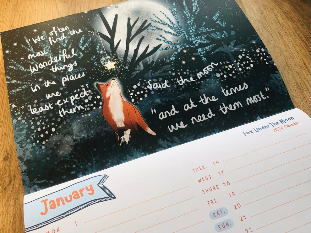 Fox Under The Moon 2024 Calendar | Stars Aberystwyth