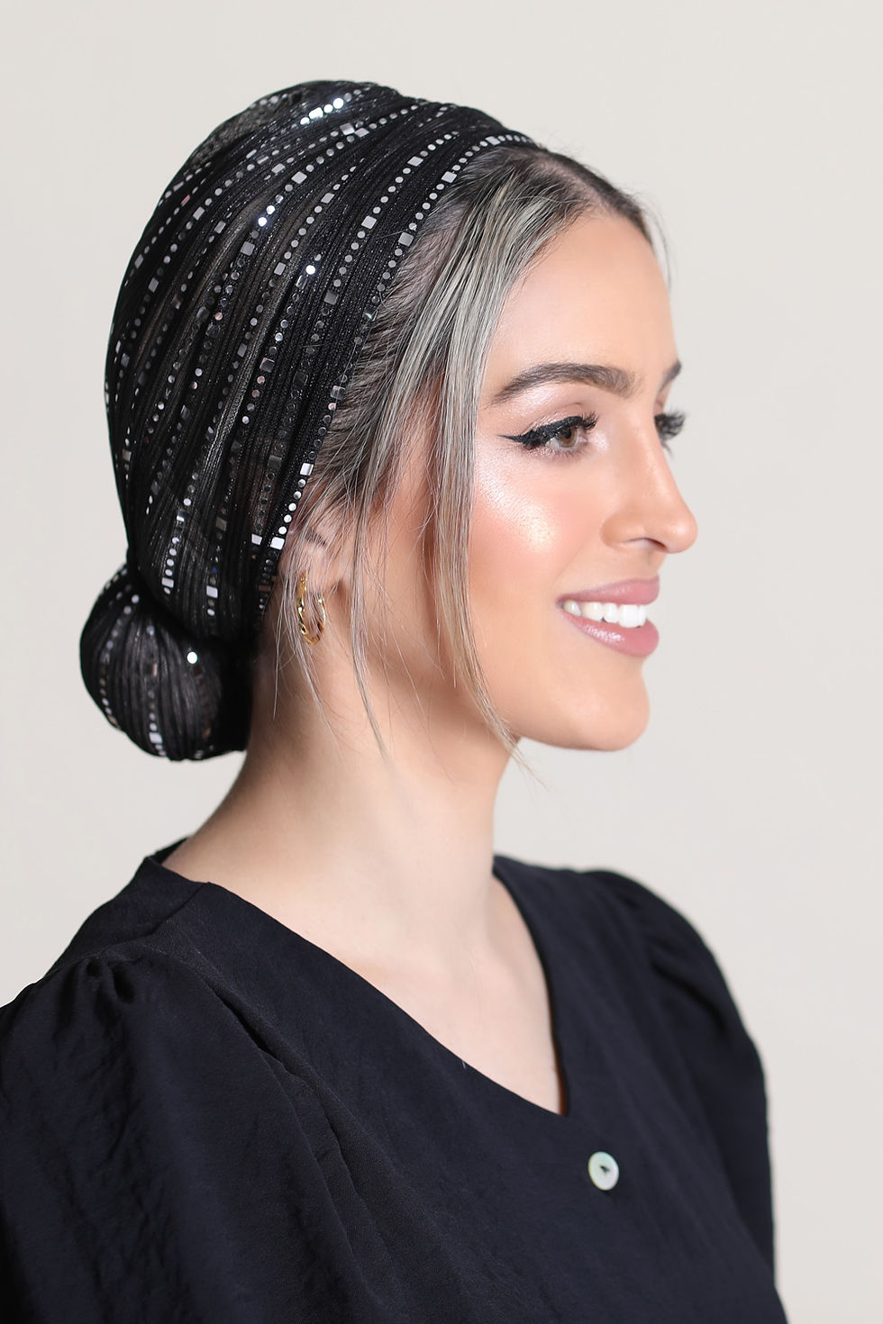 תמונה ממוזערת: טורבן תסרוקת - מעוצב שחור