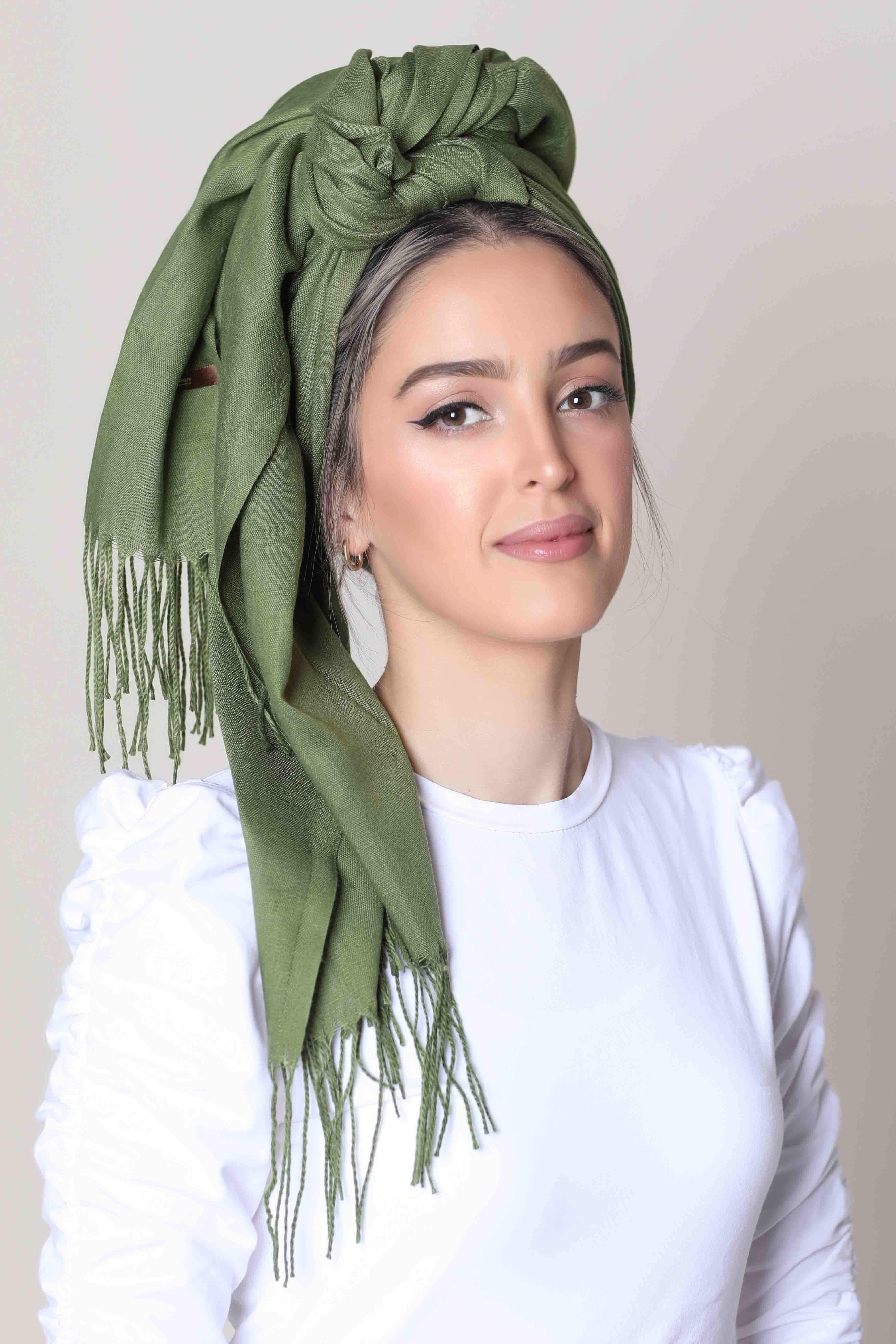 דגם מטפחת פשמינה פרנזים - ירוק