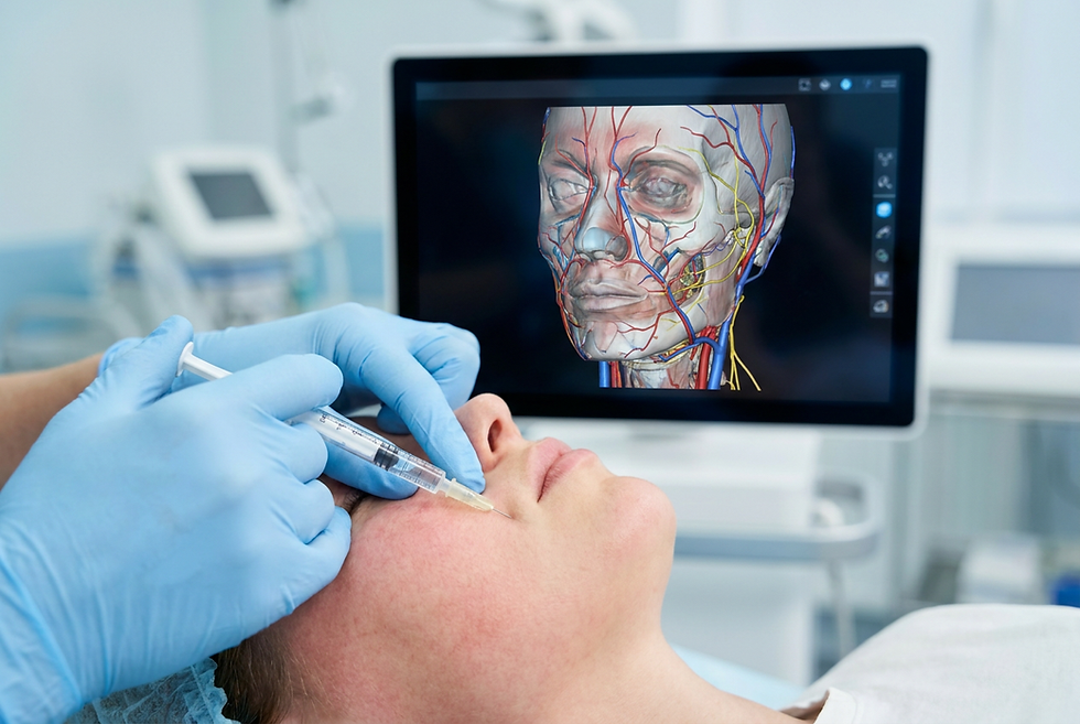 Procedimiento de armonización facial con referencia a mapa vascular facial