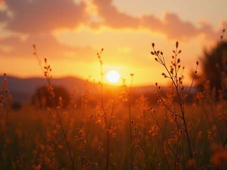 A beautiful sunrise over a calm landscape