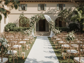 rito civile matrimonio in un giardino di una villa elegante