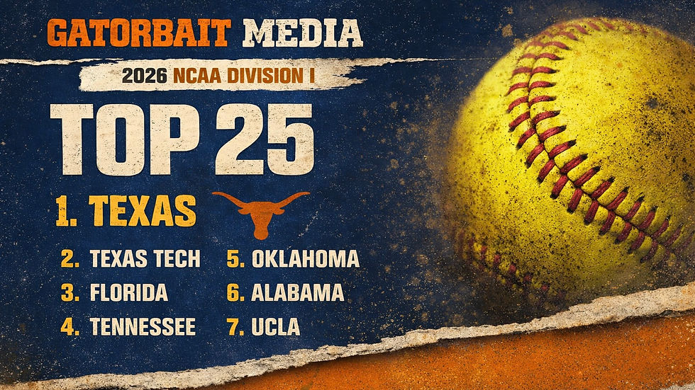 NCAA women’s softball top 25 graphic