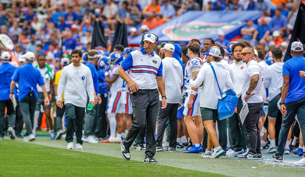 Florida's sideline during the South Carolina game at Ben Hill Griffin Stadium on Oct. 10, 2026. Photo by Chris Spears, GatorBait Media.