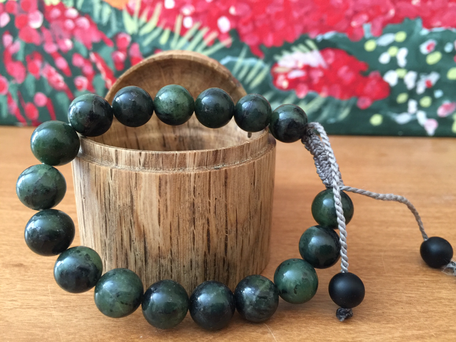 Jade Bracelet with Hematite pull-beads
