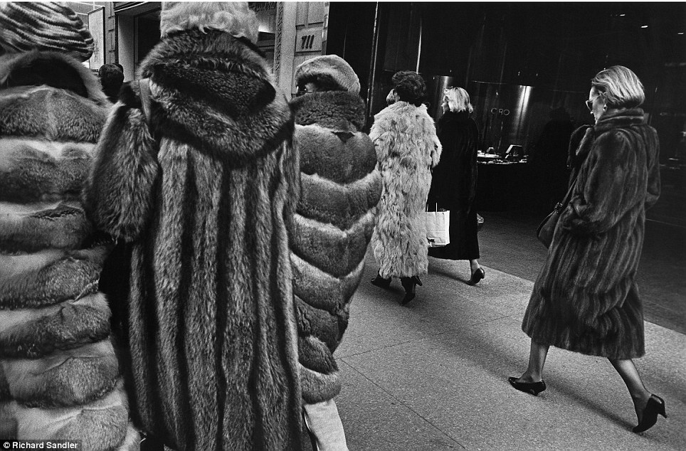 Ladies who lunch- Women stalk Manhattan's Fifth Avenue clad in expensive fur coats in 1987
