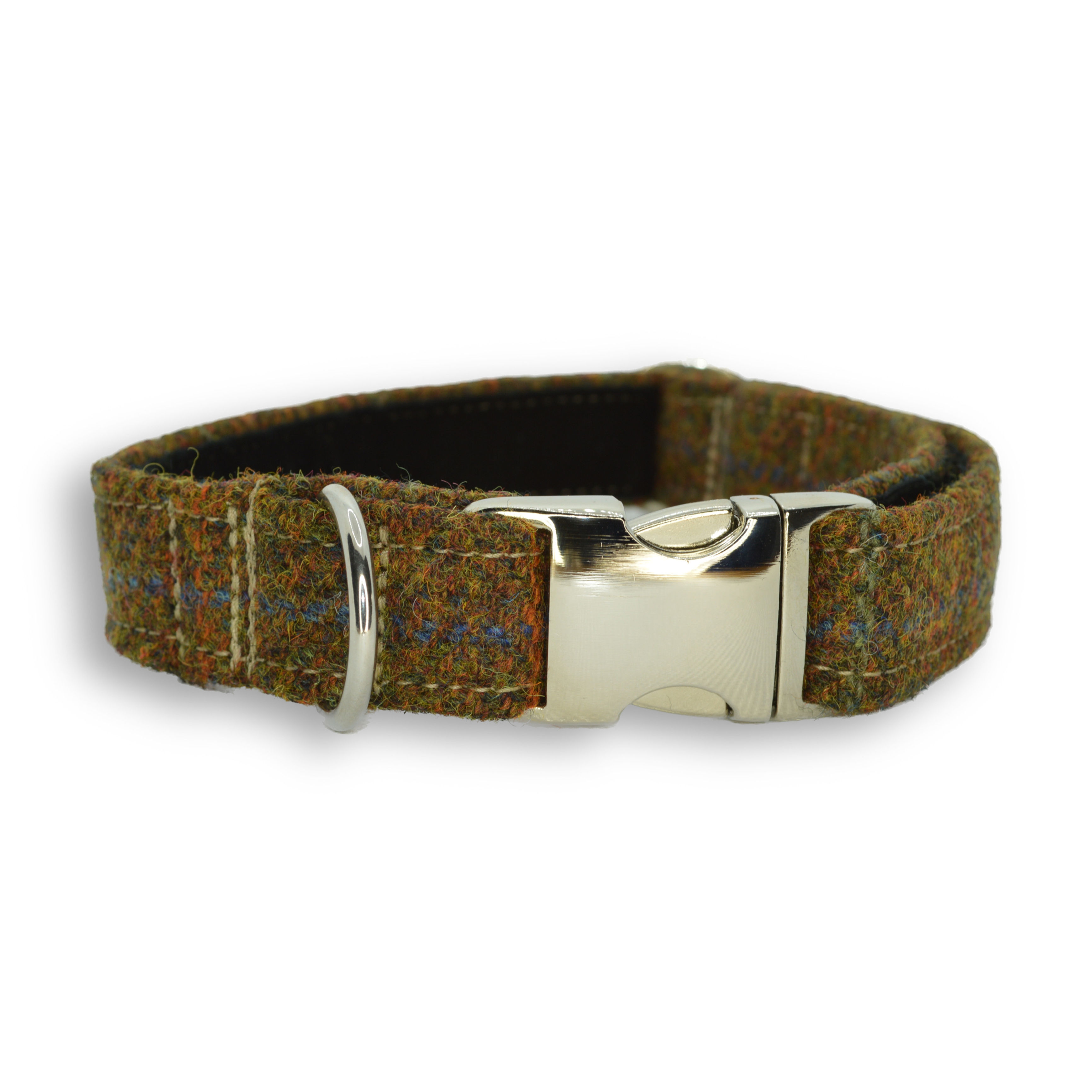 Rusty Brown Check Harris Tweed Dog Collar - Handmade in Scotland