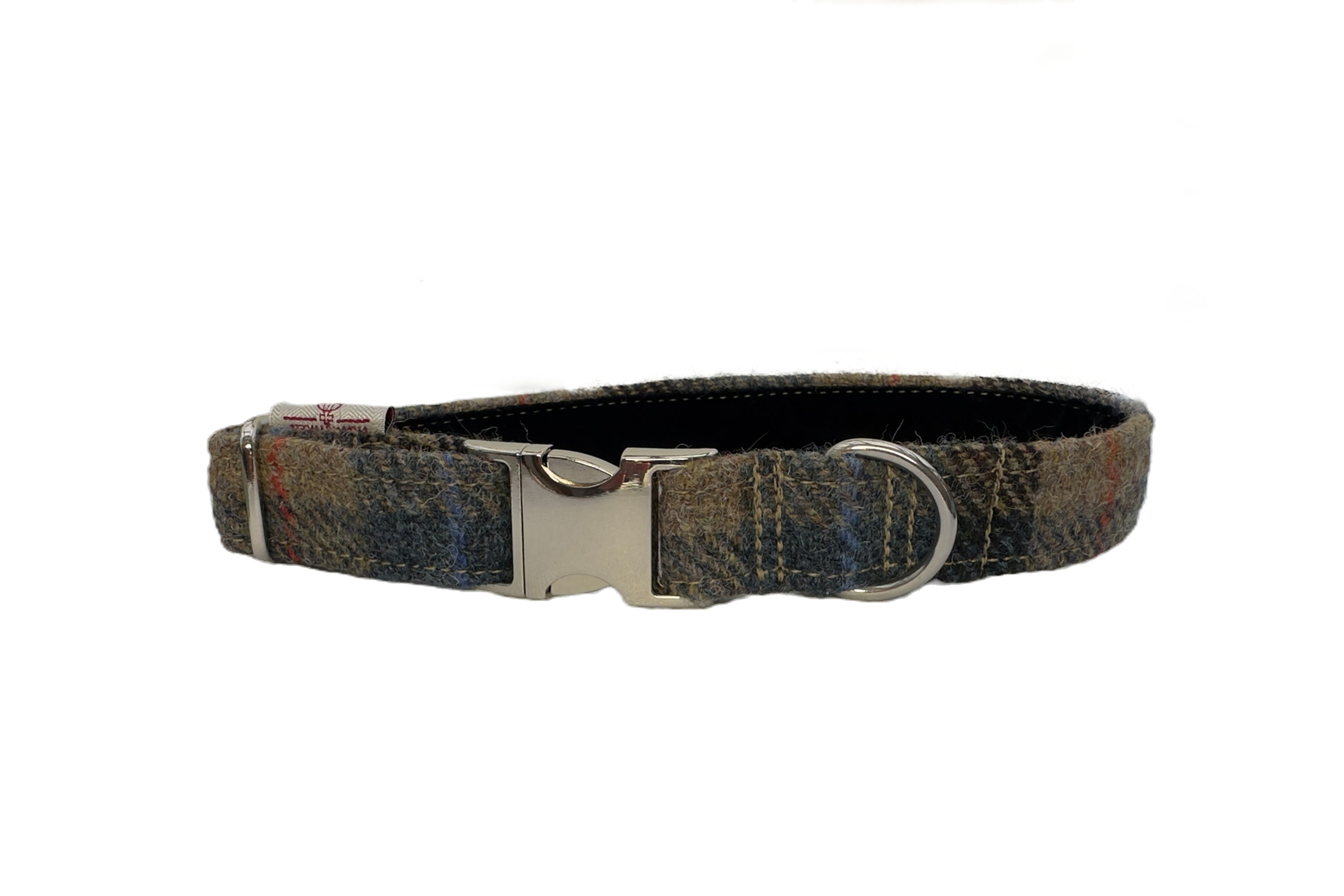 Beige & Blue Harris Tweed Dog Collar - Handmade in Scotland