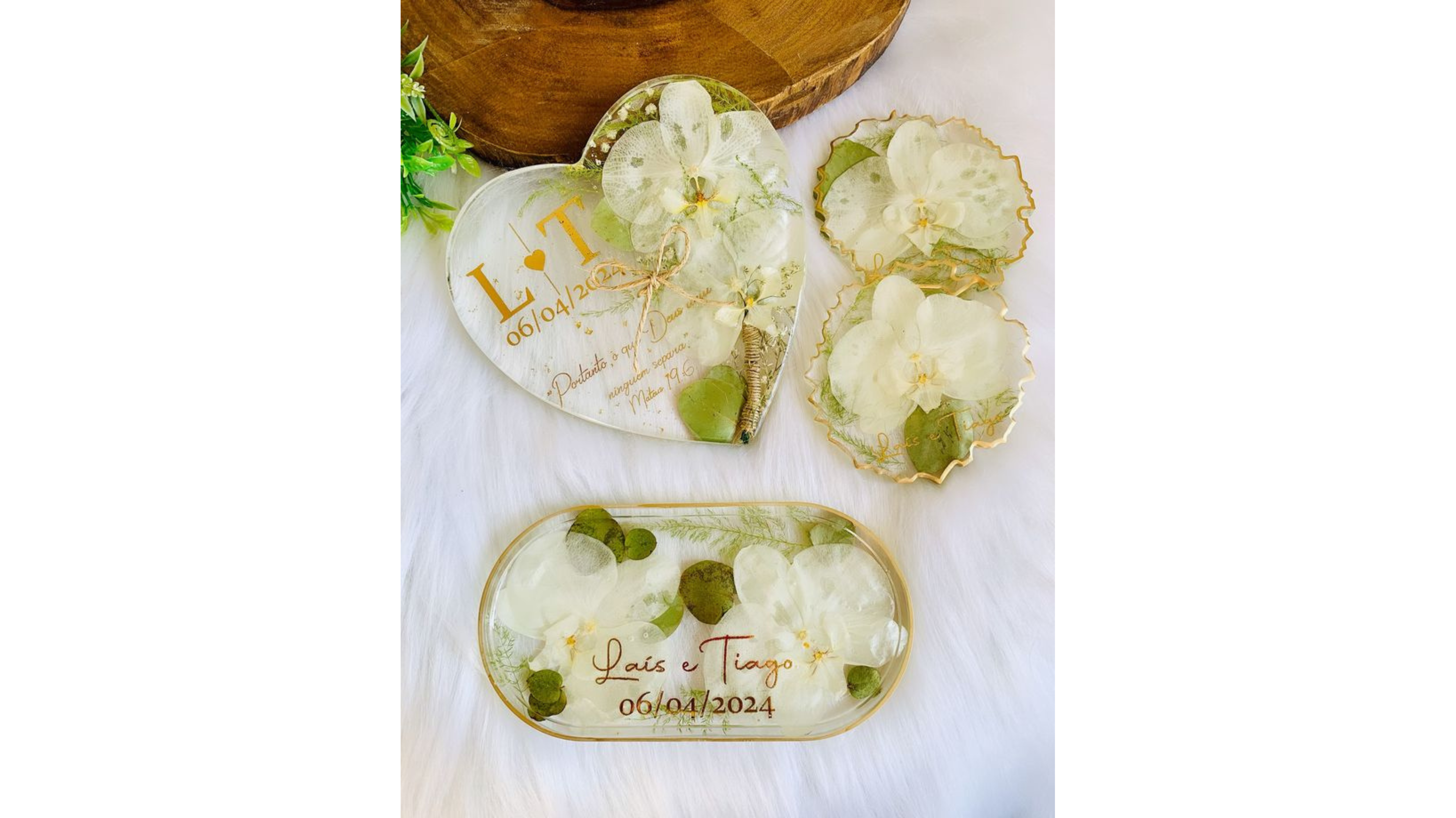 Jogo de Porta-Jóias , Coração, 2 porta copos.