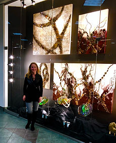 Ammolite abstract art display at Telus Convention Centre