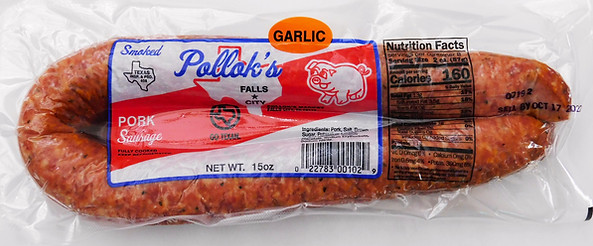 Pollok's Smoked Sausage Garlic Flavor.JPG