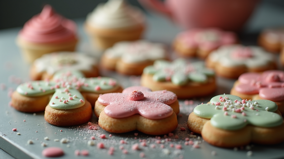 Close-up view of beautifully decorated homemade cookies