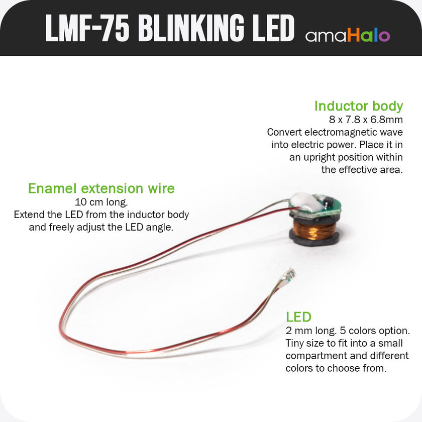 LMF-75 inductive blinking LED module details and dimension