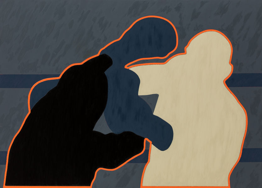 Ölbild, Kunstwerk. Boxkampf von Klitschko.