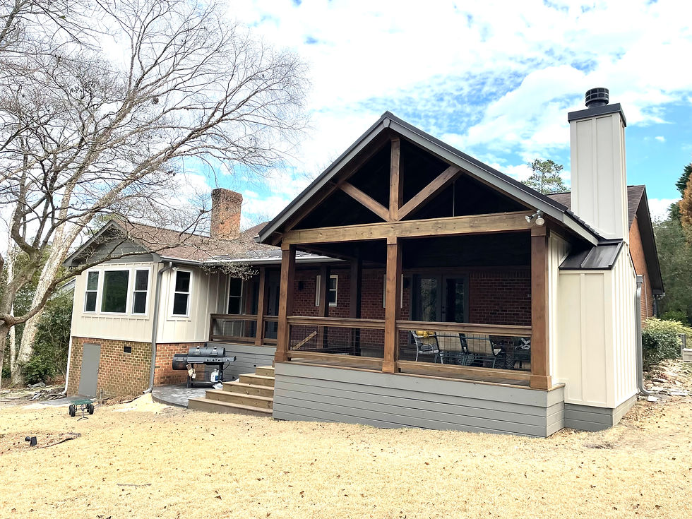 Exterior porch and sunroom addition