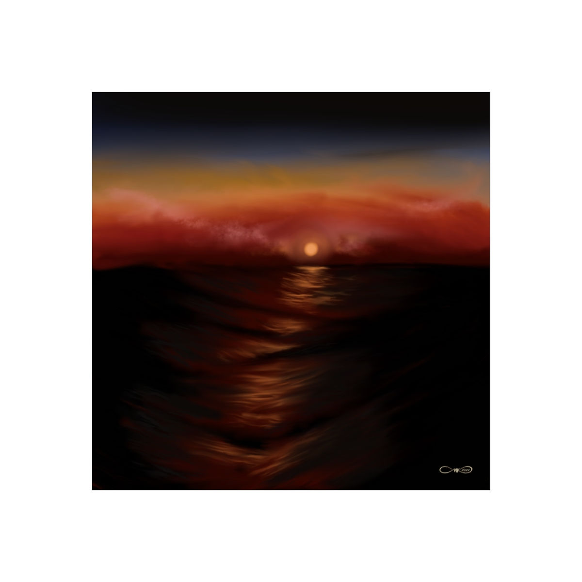 Poster Dark Moonset Deep Water Wall Art