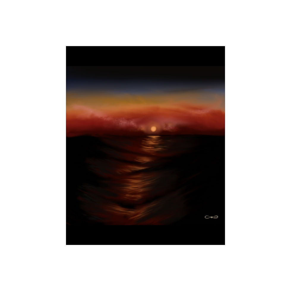 Thumbnail: Poster Dark Moonset Deep Water Wall Art