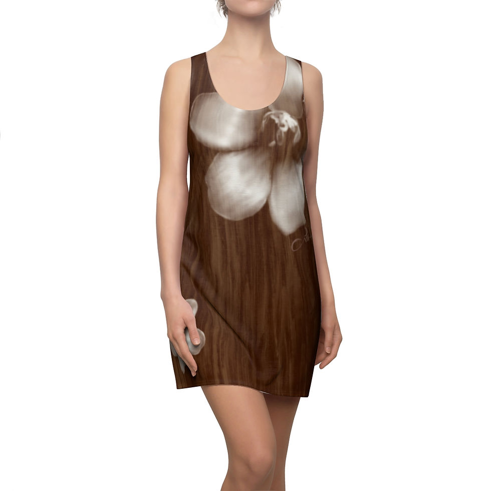 Thumbnail: Brown Pukenikeni Women's Cut & Sew Racerback Dress (AOP)