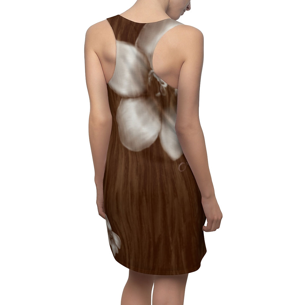 Thumbnail: Brown Pukenikeni Women's Cut & Sew Racerback Dress (AOP)