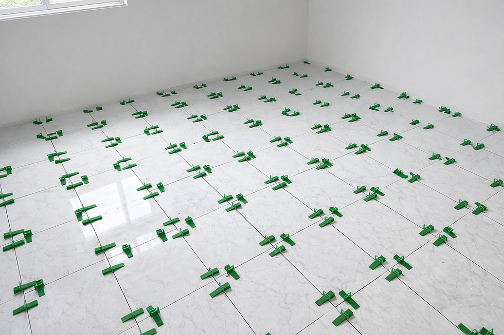 Tile Installation with tile leveling System