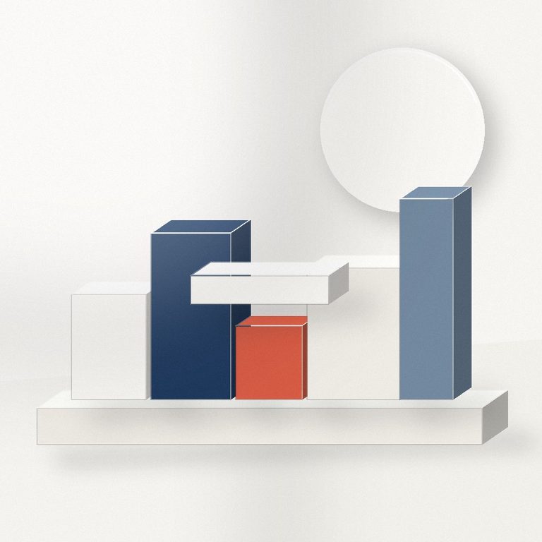 Interlocking abstract architectural structures representing a coherent sales operating system.