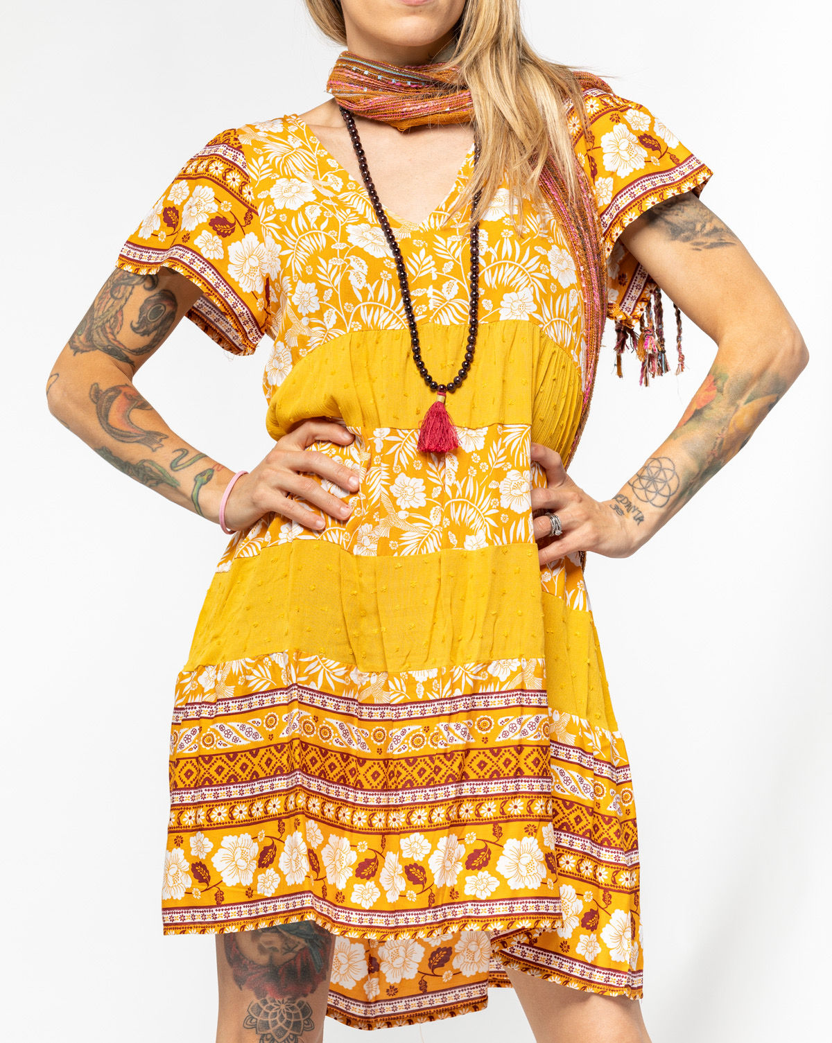 Floral Print Layered Dress