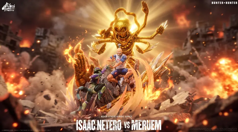 1/6 scale Meruem VS Netero resin statue from the anime Hunter x Hunter, produced by Black Stone Studio