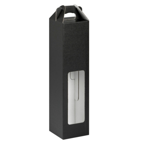 Single Bottle 750ml Cardboard Wine Box with Window Black Wine Gifts