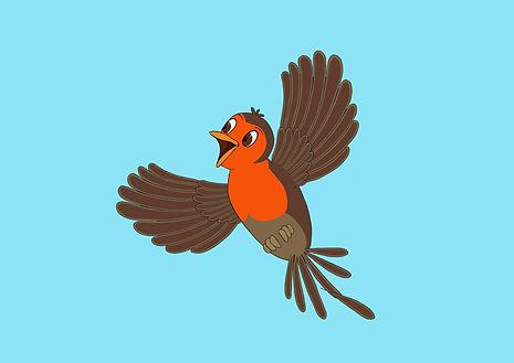 A picture of Robbie the Robin flying