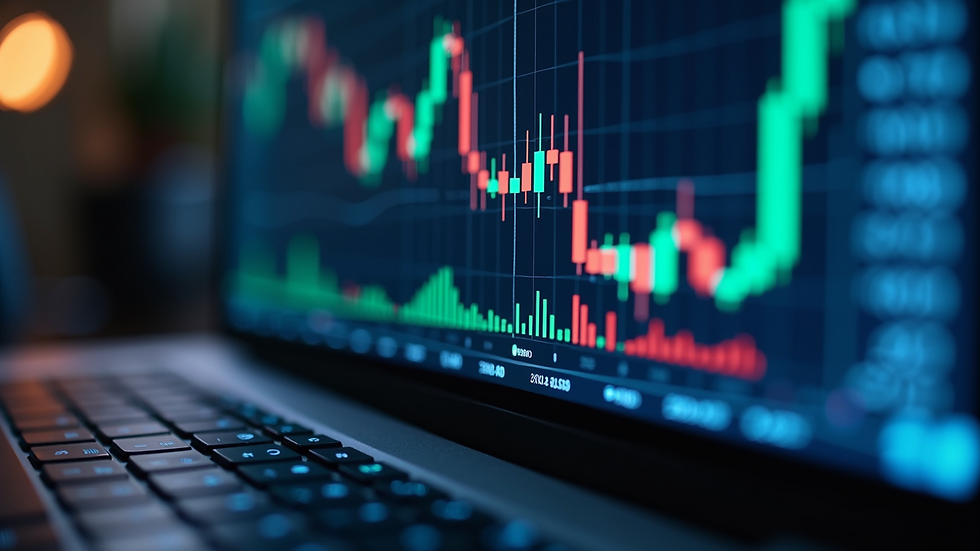 Close-up view of a computer screen showing AI-generated trading signals