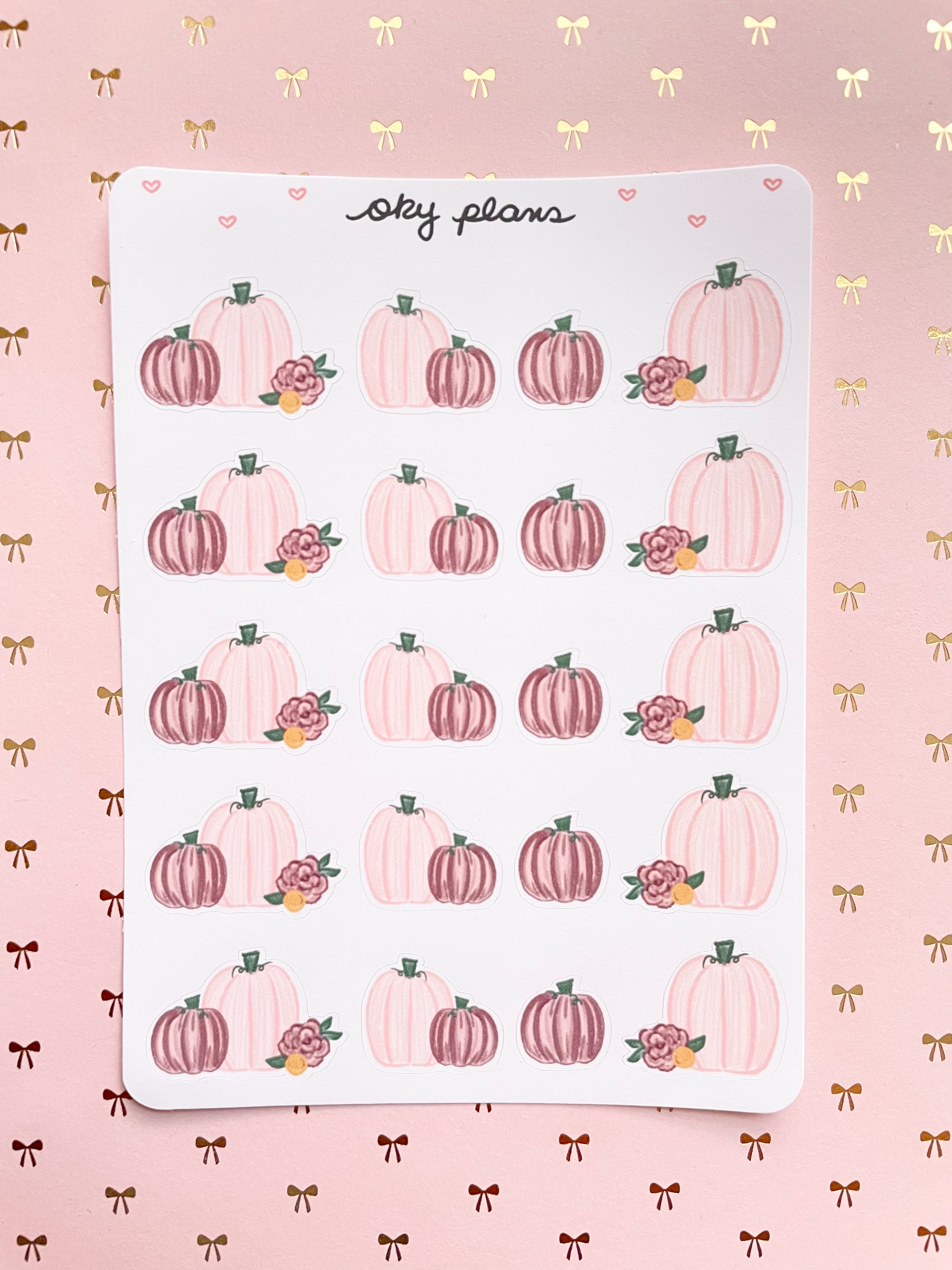 Pink Fall pumpkin stickers