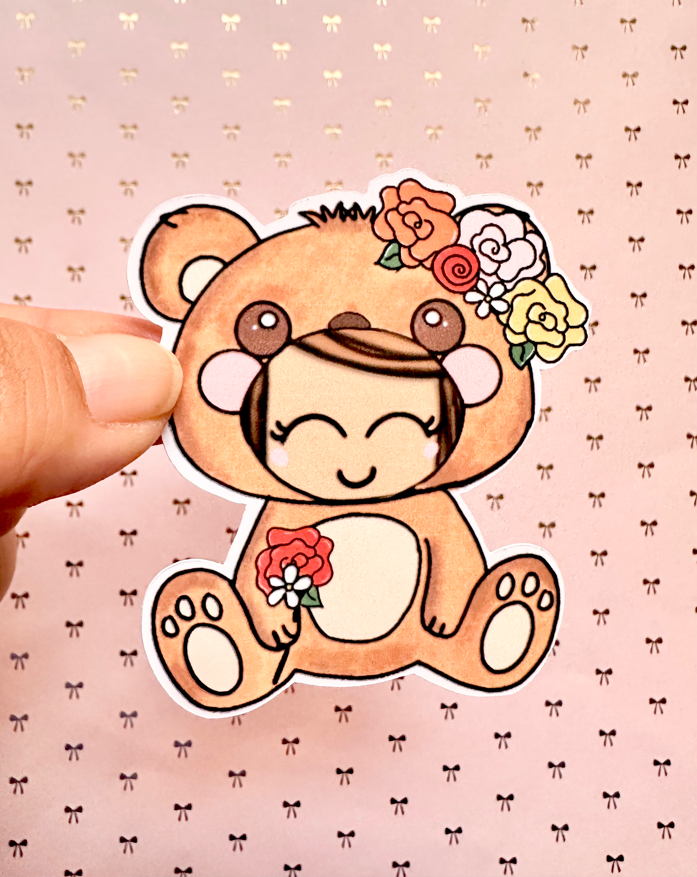 Beary best die cut holographic stickers